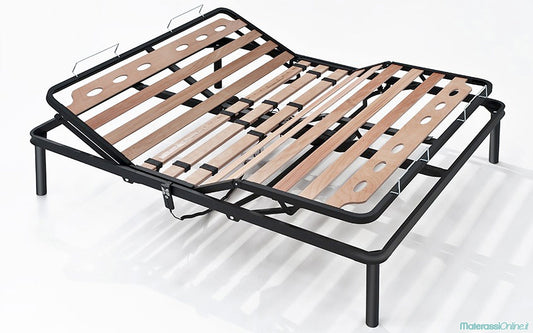 Rete letto matrimoniale con meccanismo elettrico ad alzata unica